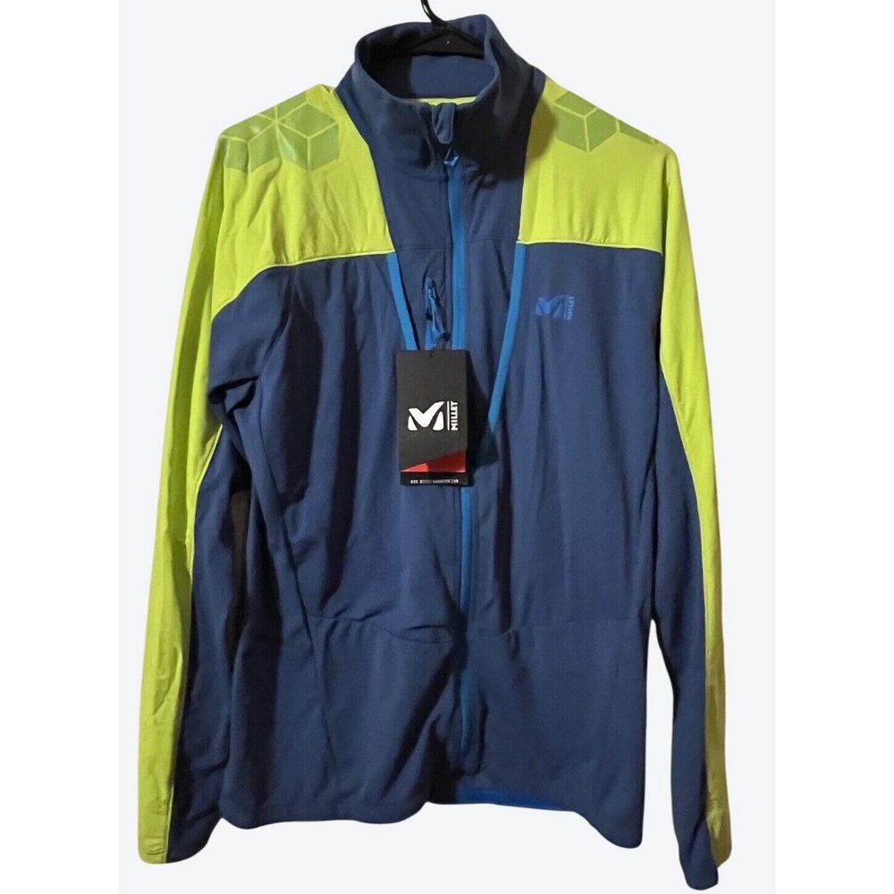 Millet Men's Large Tour Intense Full Zip Jacket Stone Blue Fluorescent Yellow